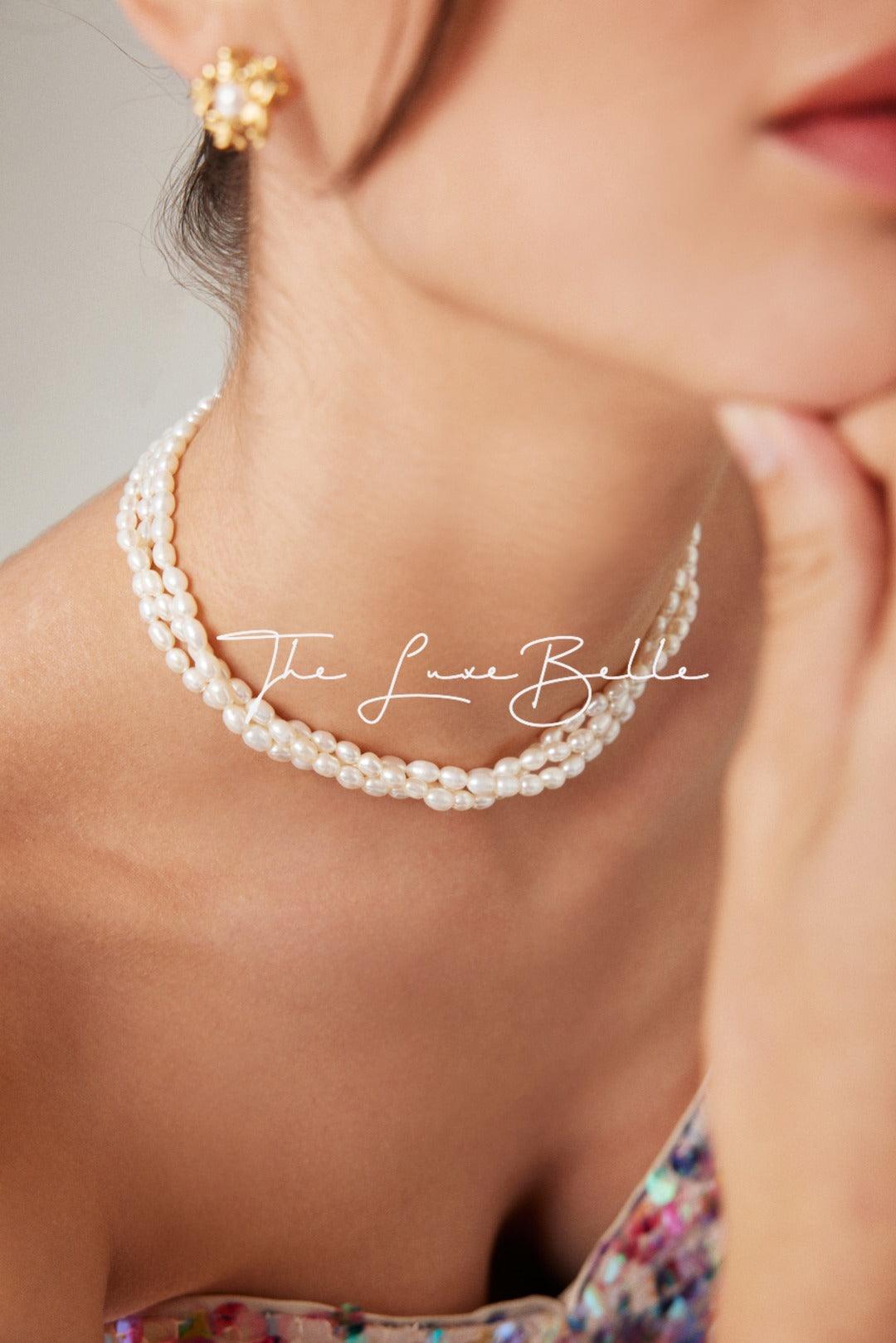 Rice Pearl Necklace Sterling Silver S925 - The Luxe Belle