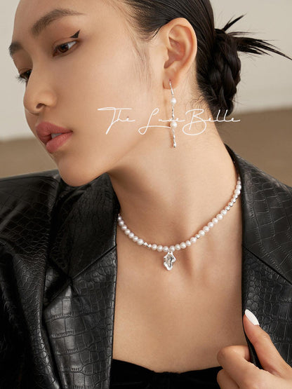 Whispers of the Sea Silver Pendant Freshwater Pearl Necklace S925 - The Luxe Belle