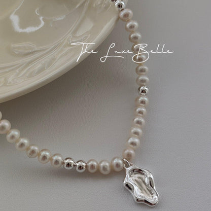 Whispers of the Sea Silver Pendant Freshwater Pearl Necklace S925 - The Luxe Belle