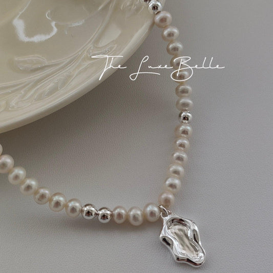 Whispers of the Sea Silver Pendant Freshwater Pearl Necklace S925 - The Luxe Belle