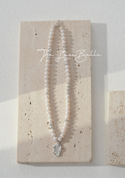 Whispers of the Sea Silver Pendant Freshwater Pearl Necklace S925 - The Luxe Belle