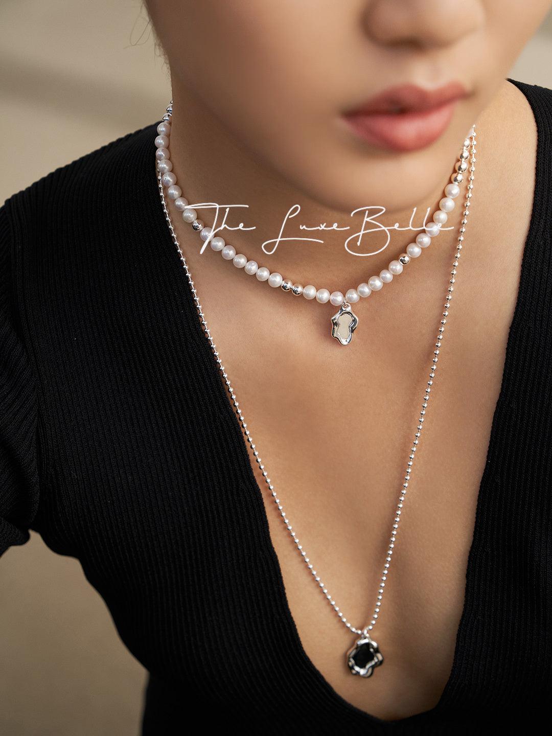 Whispers of the Sea Silver Pendant Freshwater Pearl Necklace S925 - The Luxe Belle