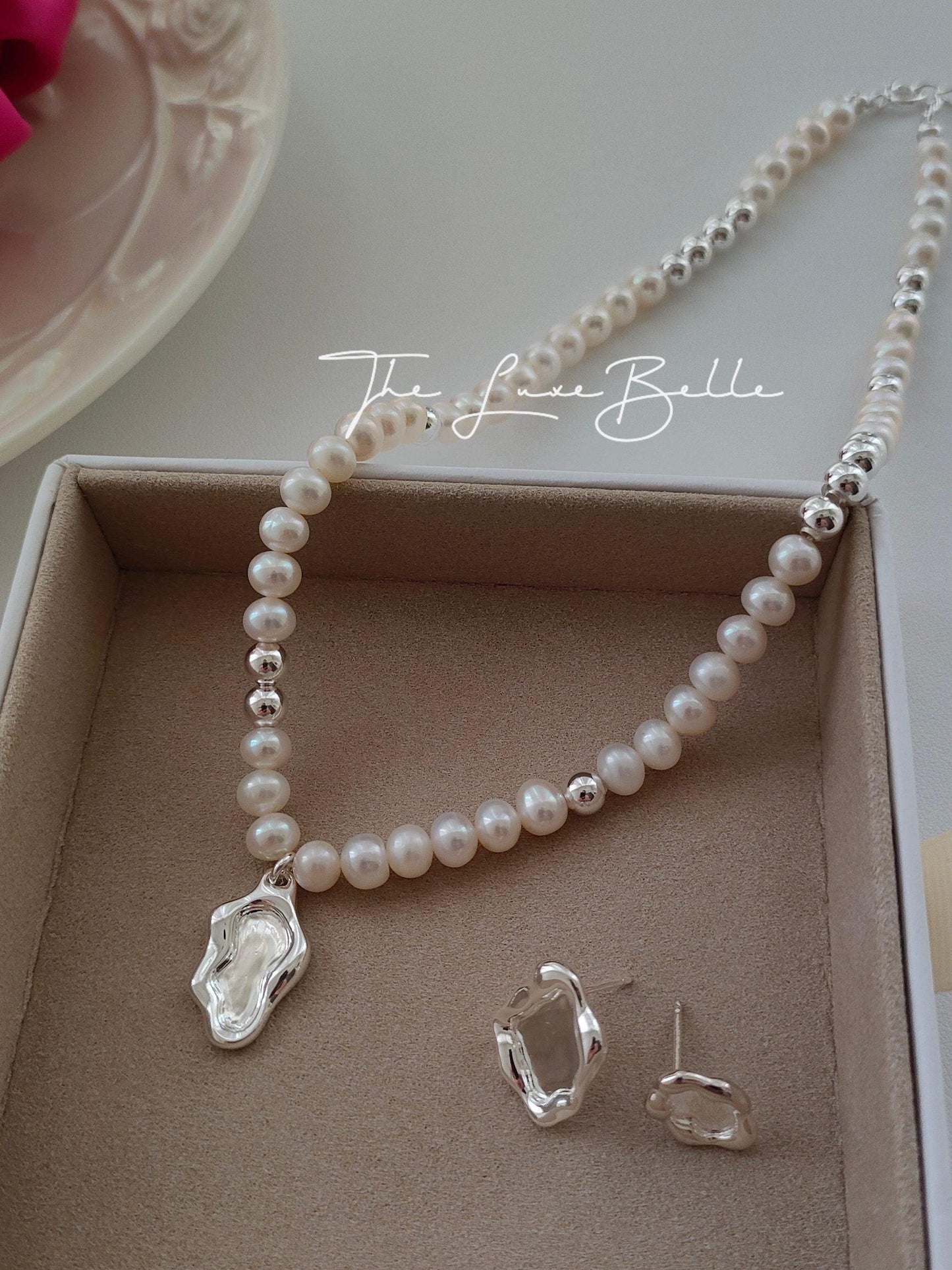 Whispers of the Sea Silver Pendant Freshwater Pearl Necklace S925 - The Luxe Belle