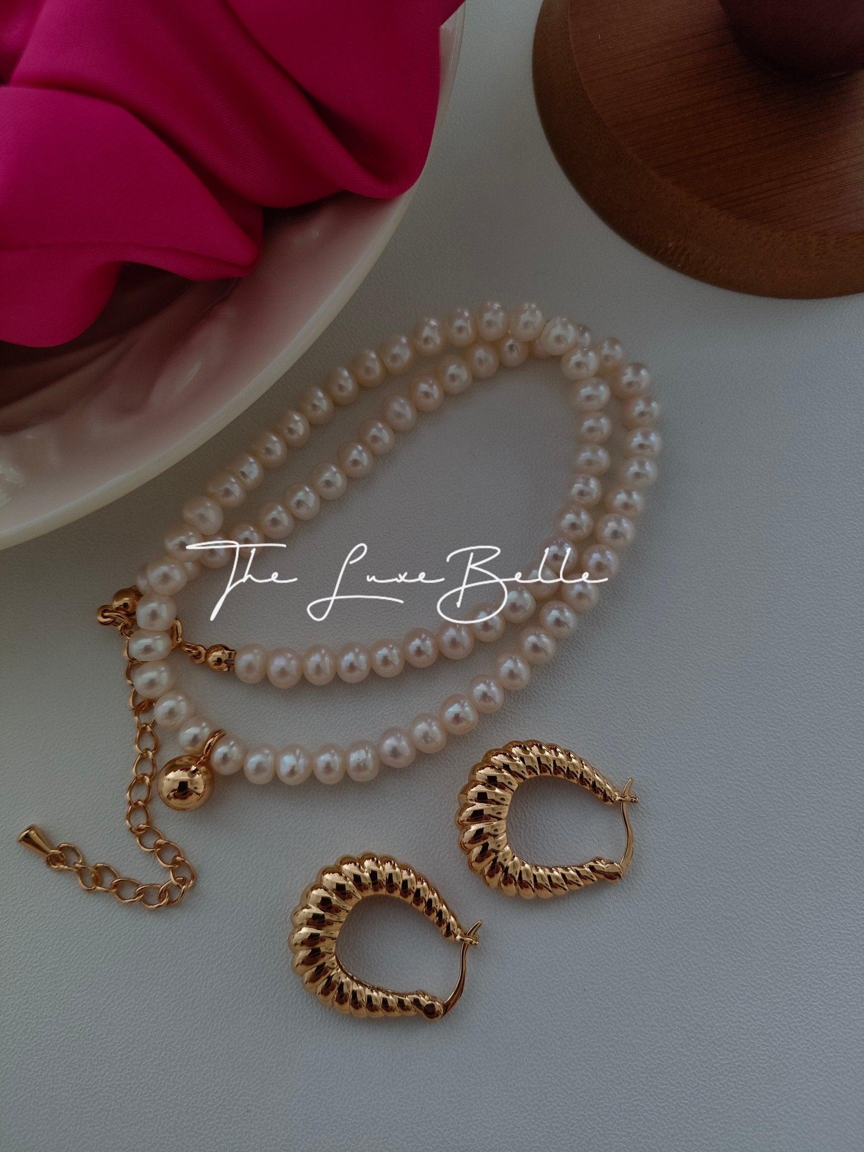 Timeless Baroque Mini Gold Bead Pearls Necklace - The Luxe Belle