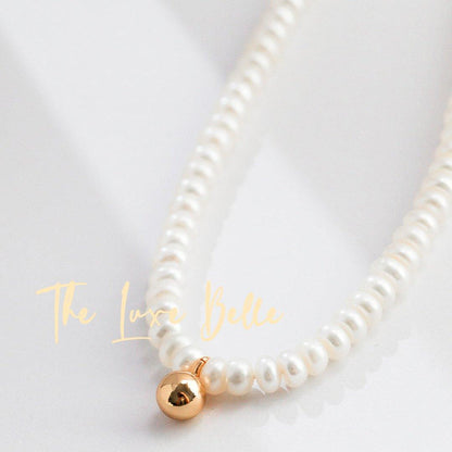 Timeless Baroque Mini Gold Bead Pearls Necklace - The Luxe Belle