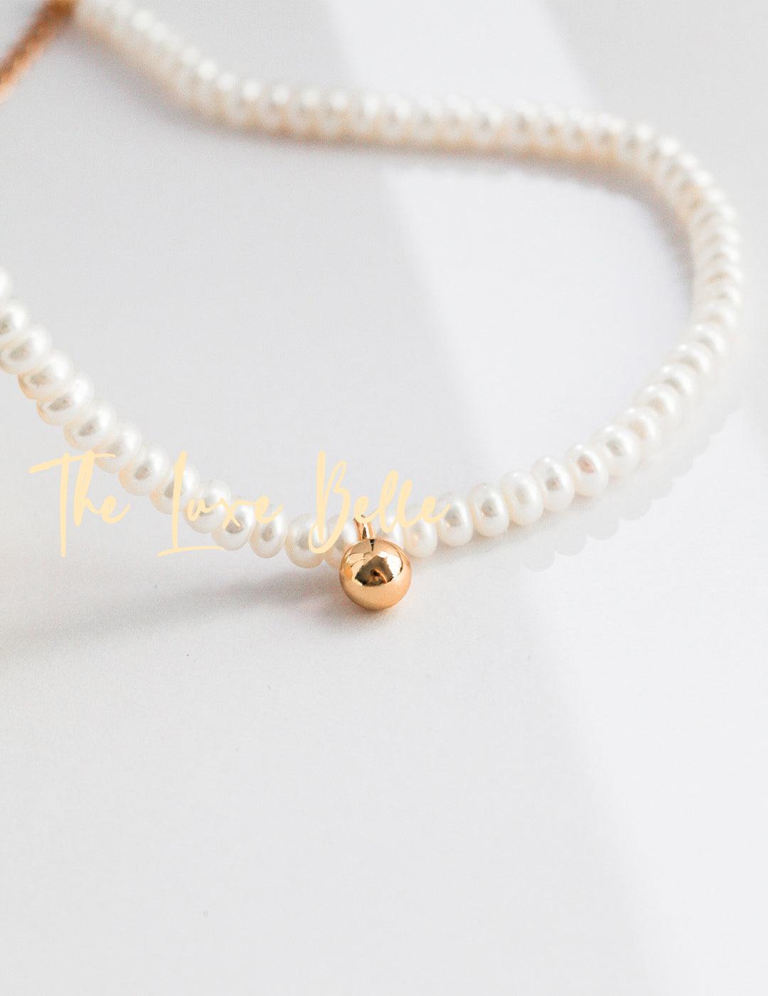 Timeless Baroque Mini Gold Bead Pearls Necklace - The Luxe Belle