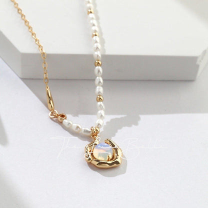 Sterling Silver Opal Necklace - The Luxe Belle