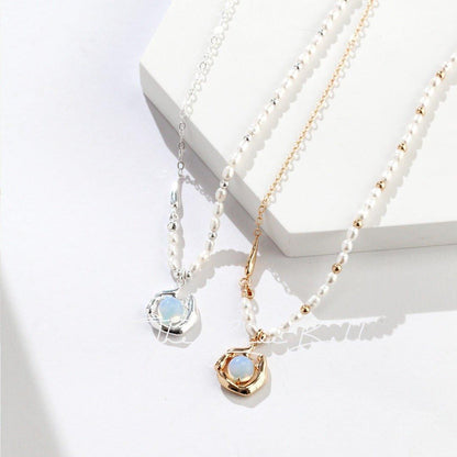 Sterling Silver Opal Necklace - The Luxe Belle