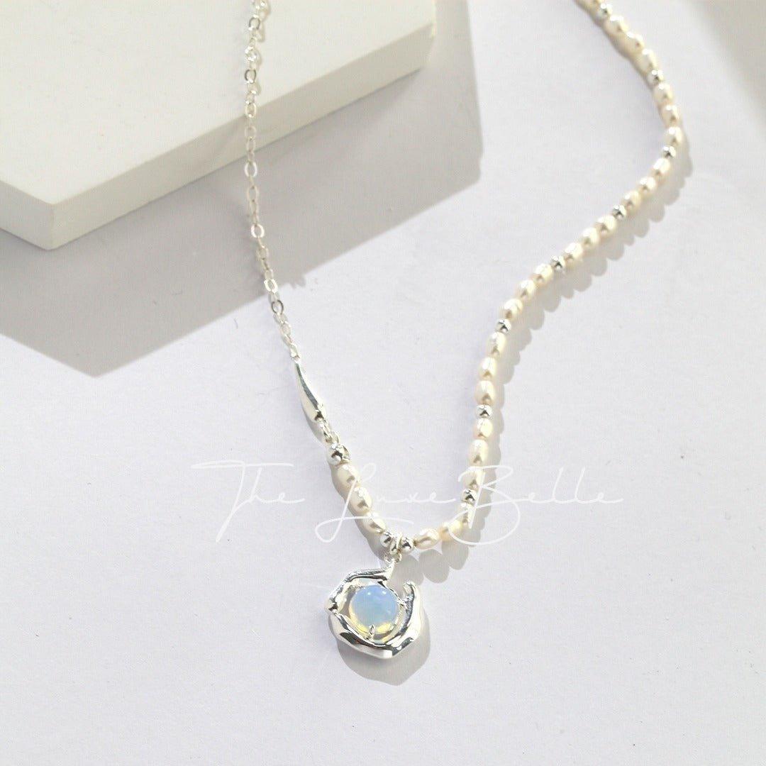 Sterling Silver Opal Necklace - The Luxe Belle