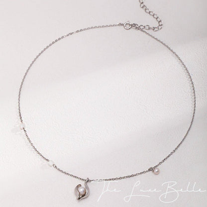 Whispers of the Sea Dual Tone Freshwater Pearl Pendant Necklace S925 - The Luxe Belle