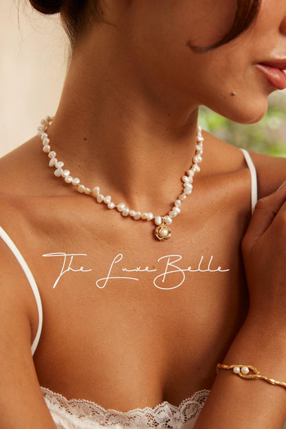 Blooming Flowers Camellia Flower Sterling Silver Pearl Necklace - The Luxe Belle