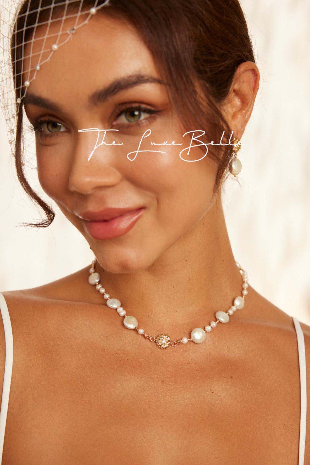 Blooming Flowers S925 Sterling Silver Natural Pearl Necklace with floral clasp - The Luxe Belle