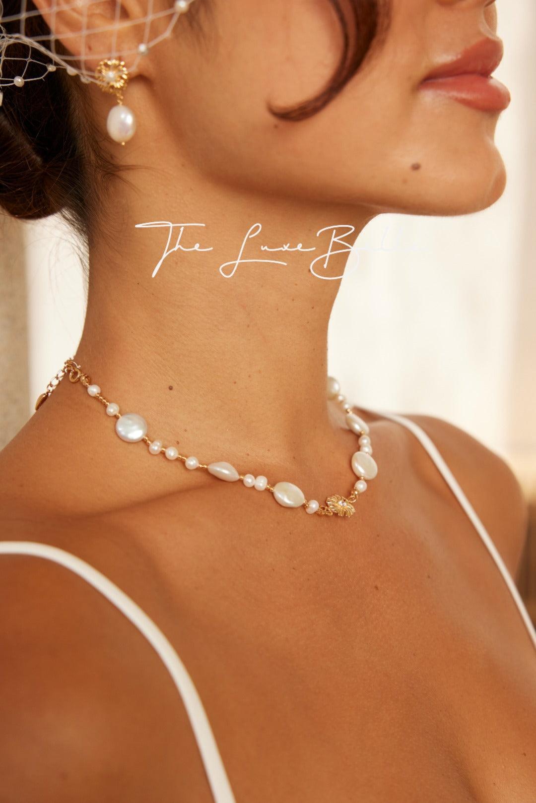 Blooming Flowers S925 Sterling Silver Natural Pearl Necklace with floral clasp - The Luxe Belle