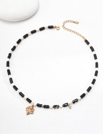 Sterling Silver Vintage Black Agate Necklace - The Luxe Belle