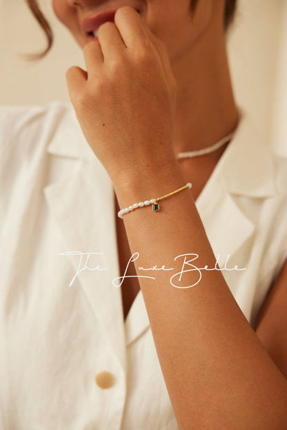 Sugar Cube Pendant Pearl Bracelet - The Luxe Belle