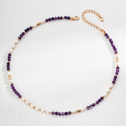 Elegant Amethyst and Pearl Necklace - The Luxe Belle