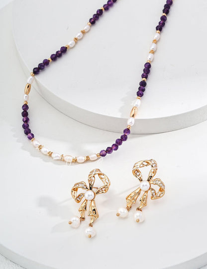 Elegant Amethyst and Pearl Necklace - The Luxe Belle