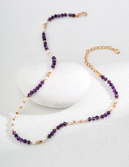 Elegant Amethyst and Pearl Necklace - The Luxe Belle