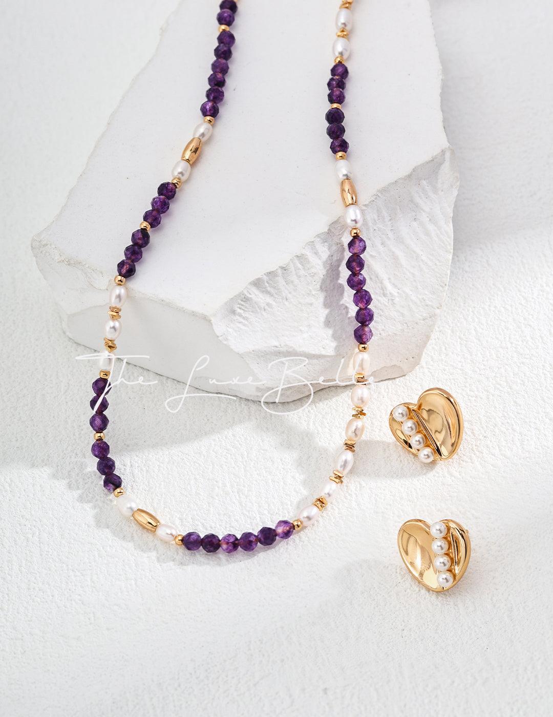 Elegant Amethyst and Pearl Necklace - The Luxe Belle