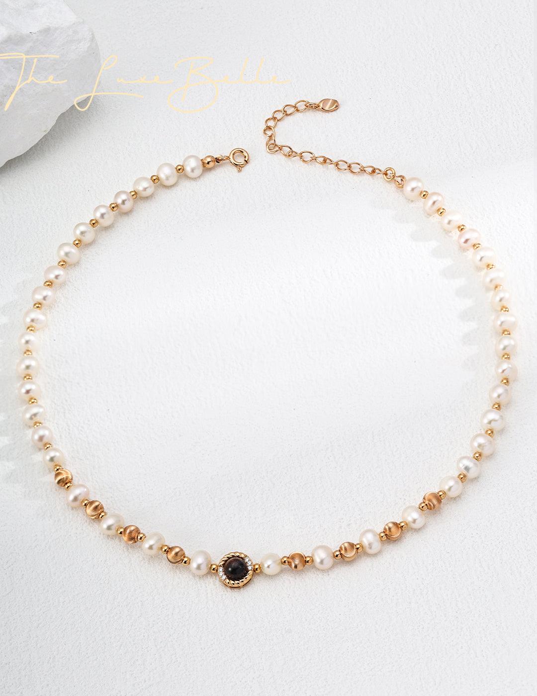 Natural Pearl Tiger Eye Necklace - The Luxe Belle