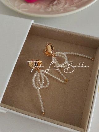 Heart Shape Sterling Silver Pearl Drop Earrings - The Luxe Belle