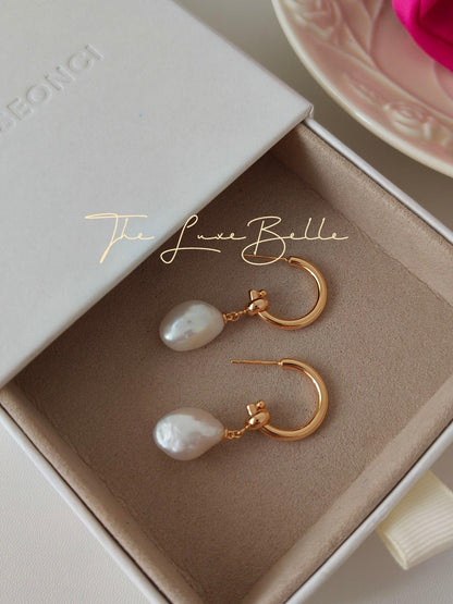 Natural Baroque Pearl Hoop Earrings - The Luxe Belle