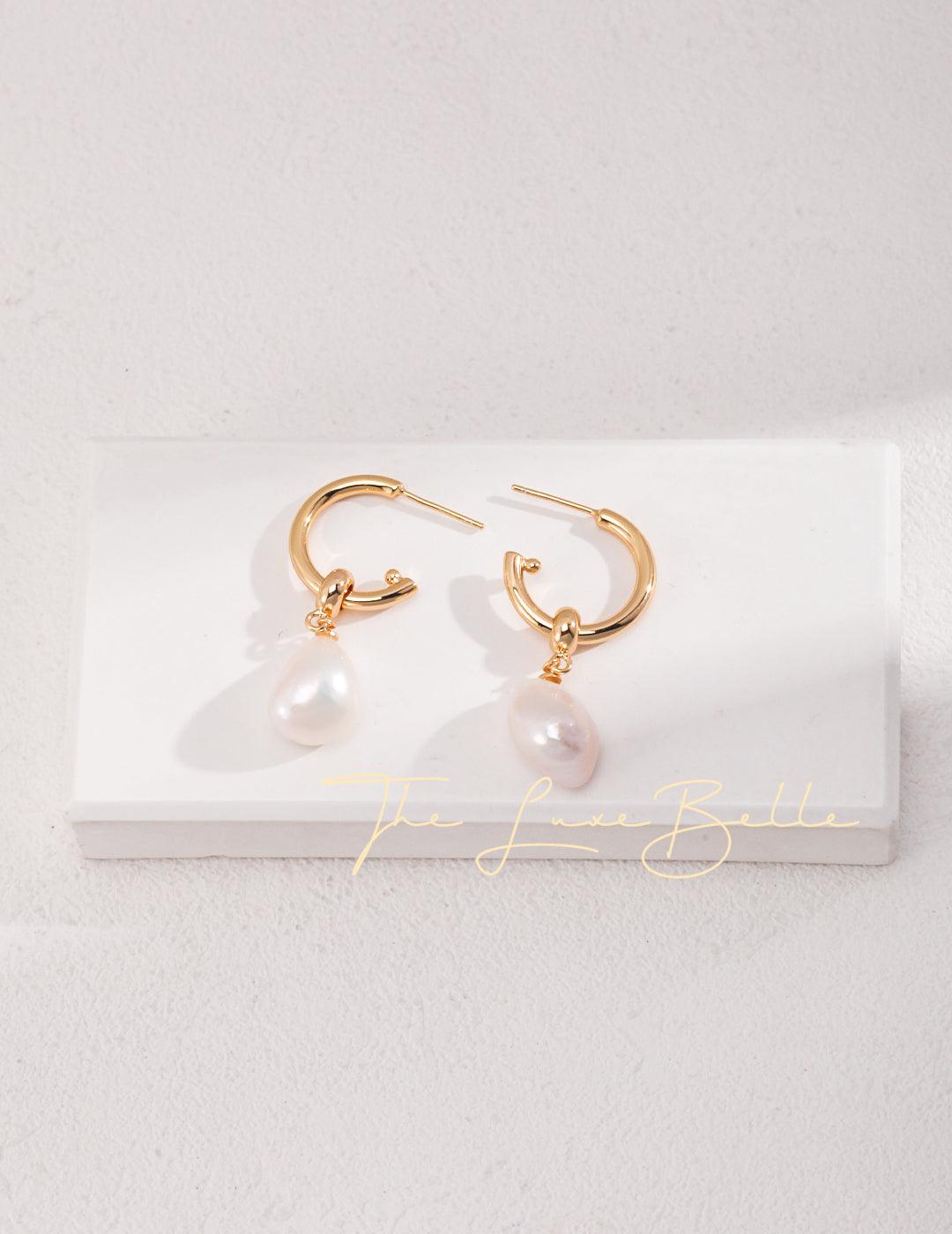 Natural Baroque Pearl Hoop Earrings - The Luxe Belle