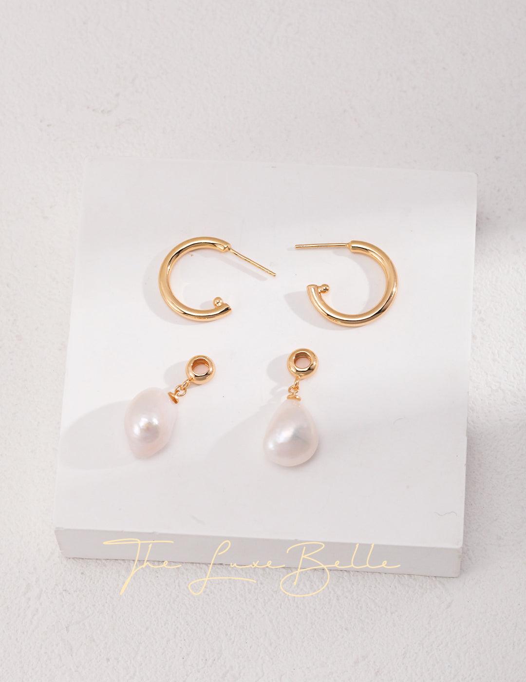 Natural Baroque Pearl Hoop Earrings - The Luxe Belle