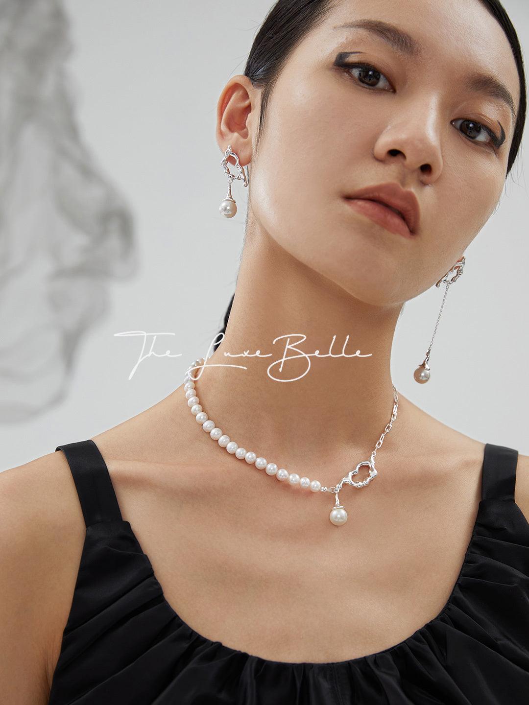 Freshwater Pearl Fluid Design Drop Earrings - The Luxe Belle