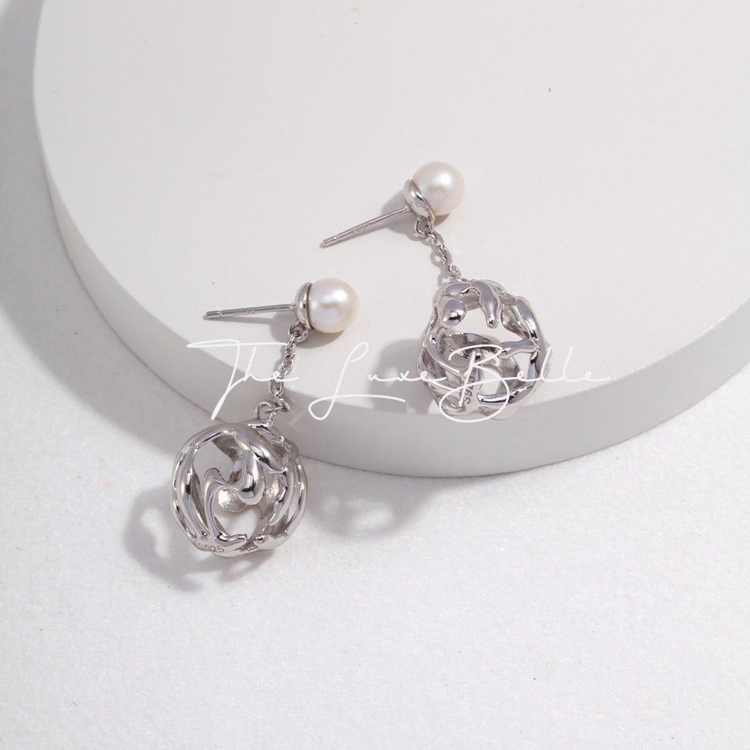 Elegant Pearl and Metal Earrings - The Luxe Belle