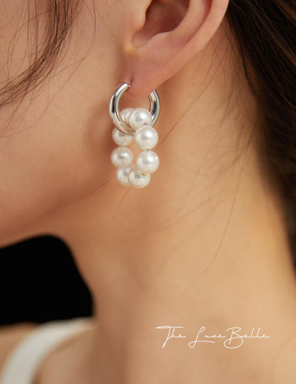 Elegant Pearl Hoop Earrings - worn in two ways - The Luxe Belle