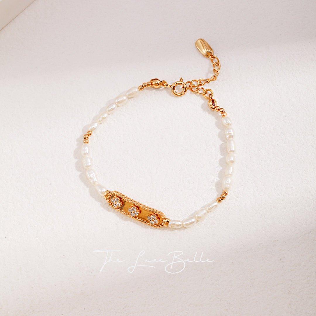 Little Flowers Silver Pearl Bracelet - The Luxe Belle