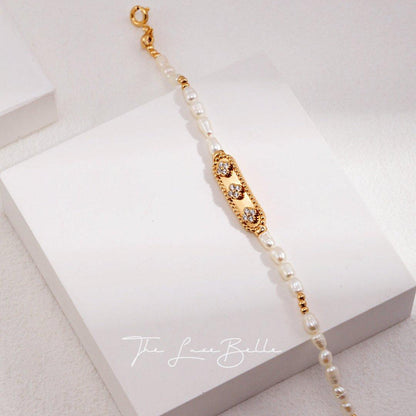 Little Flowers Silver Pearl Bracelet - The Luxe Belle