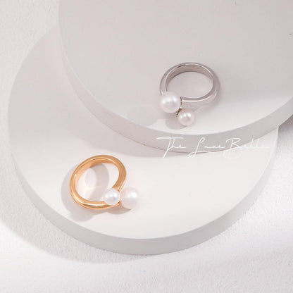 Luxe Duo Pearl Ring – Silver & Gold - The Luxe Belle