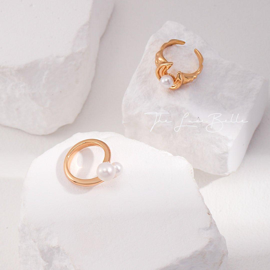 Luxe Duo Pearl Ring – Silver & Gold - The Luxe Belle