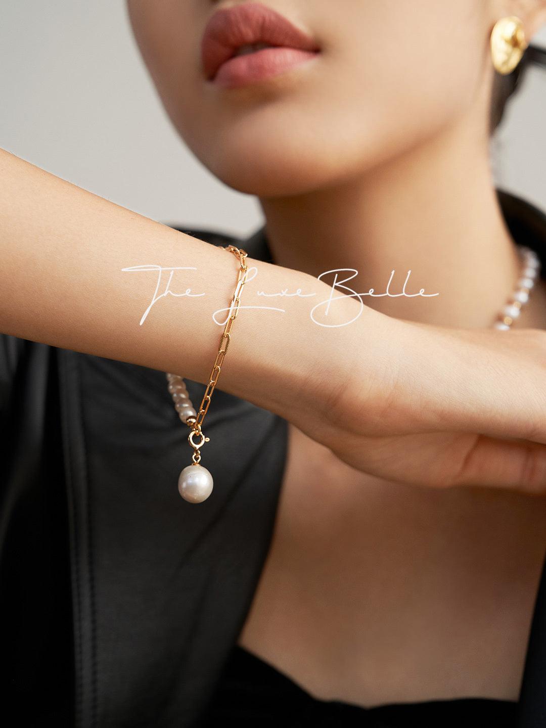 Irregular Baroque Pearl Bracelet Sterling Silver - The Luxe Belle