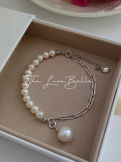 Irregular Baroque Pearl Bracelet Sterling Silver - The Luxe Belle