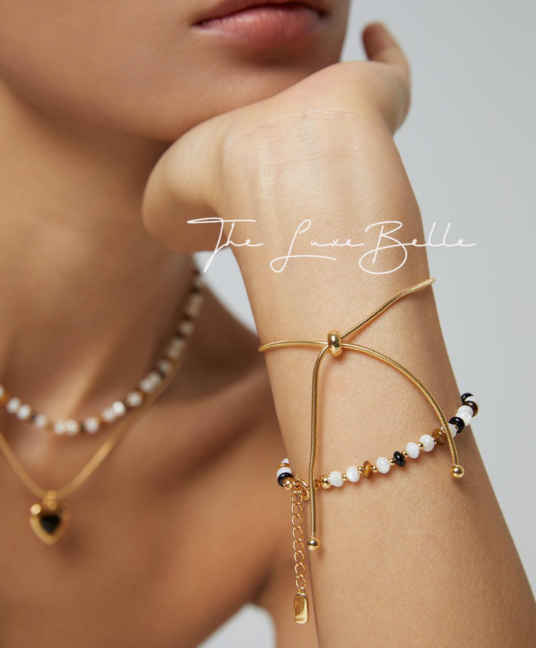 Pearl Tiger Eye Stone Vintage Bracelet - The Luxe Belle