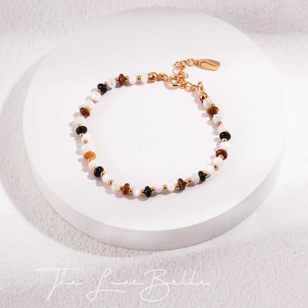 Pearl Tiger Eye Stone Vintage Bracelet - The Luxe Belle