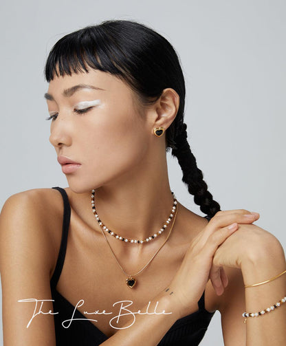 Pearl Tiger Eye Stone Black Agate Necklace - The Luxe Belle