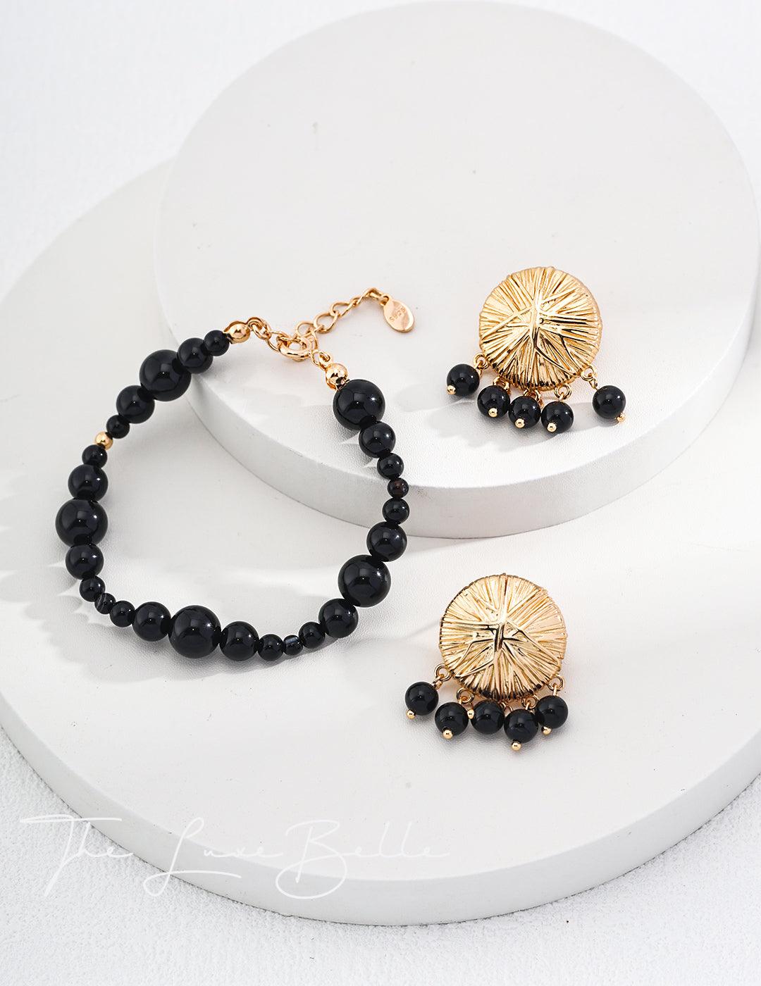 Black Agate Silver Bracelet - The Luxe Belle