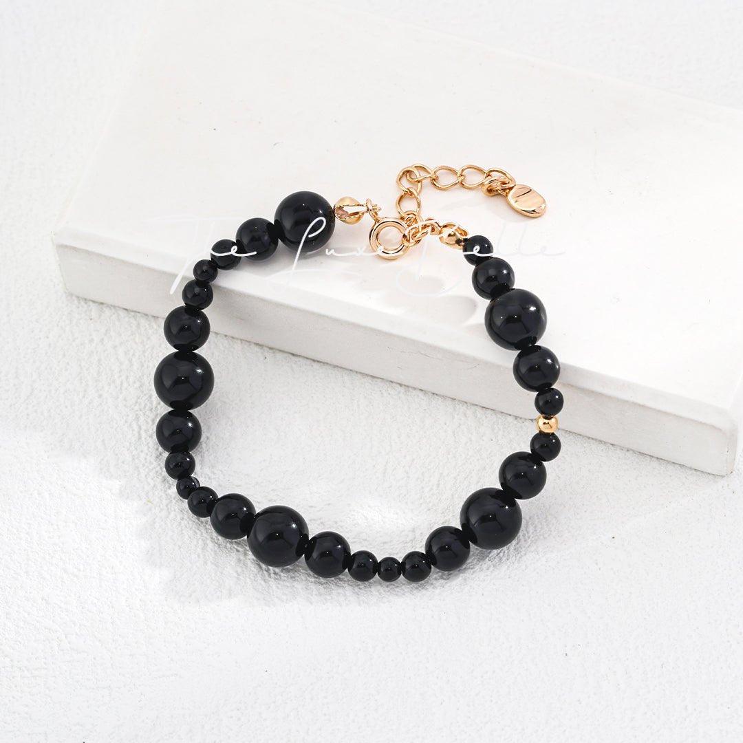 Black Agate Silver Bracelet - The Luxe Belle