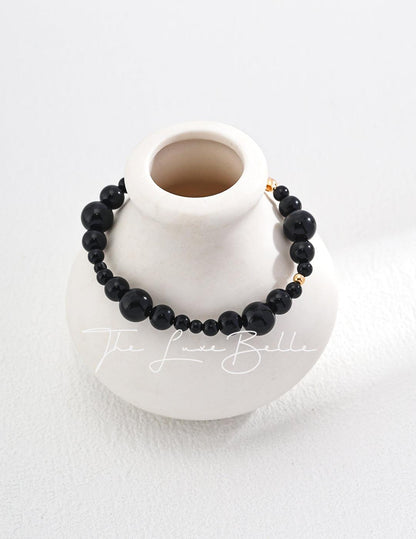 Black Agate Silver Bracelet - The Luxe Belle