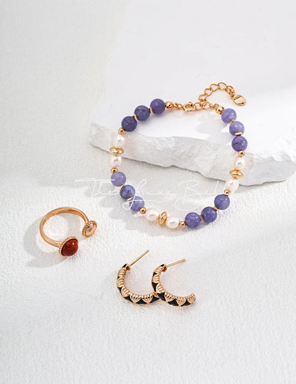 Purple Spodumene Pearl Bracelet - The Luxe Belle