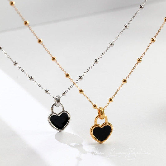 Silver Heart Enamel Drip Necklace - The Luxe Belle