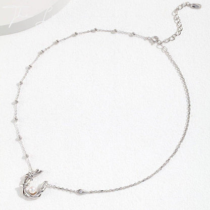 Elegant Willow Design Pearl Silver Necklace - The Luxe Belle